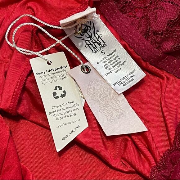 We are HAH Top Heavy Bodysuit Rouge Red Size Small NWT - Picture 6 of 6